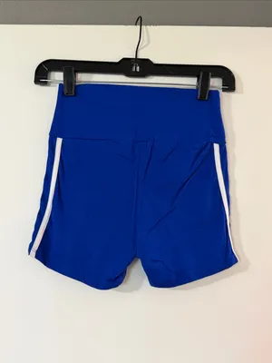 Bozzolo Cobalt Blue High-Waist Bike Shorts with White Side Stripes thumbnail 2