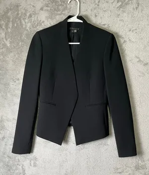 Theory Lanai Blazer Black Admiral Crepe Open Front Minimalist Workwear Size 2 thumbnail 1