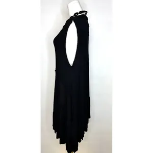 POL Womens Black Sleeveless Boho Knit Ruffle‎ Mini Dress SMT1835 Size L NWT thumbnail 5