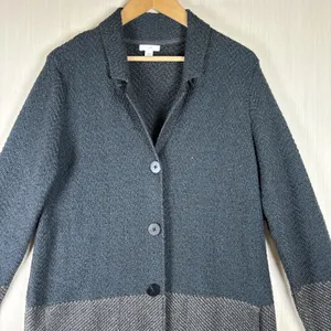 J Jill Sweater Coat Duster Sz S Colorblock Blue‎ Gray Cotton Blend Lagenlook thumbnail 2