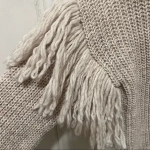 Maison Pholya Cream Beige Ribbed Knit Wool Alpaca Blend Sweater With Scarf XS thumbnail 2