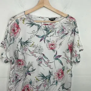 Buffalo David Bitton Top Womens White Floral Print Front Tie Blouse Small thumbnail 3