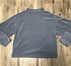 Madewell Striped Knit Jacquard Funnelneck Top Blue M thumbnail 1