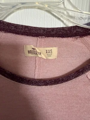 Hollister Pink Long-Sleeve Thermal Top with Contrast Trim thumbnail 3