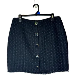 L Academie Skirt Women Large‎ Black Tweed Fringe Hem A Line The Marla Mini NWT thumbnail 2