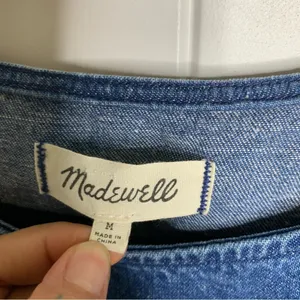 Madewell blue denim fray hem shift dress size medium preppy casual summer spring thumbnail 4