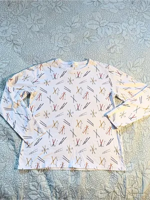 💥LAKE Pajamas Pima Cotton Long Sleeve Ski Print Pajama Top (ONLY) White Sz S💛 thumbnail 12
