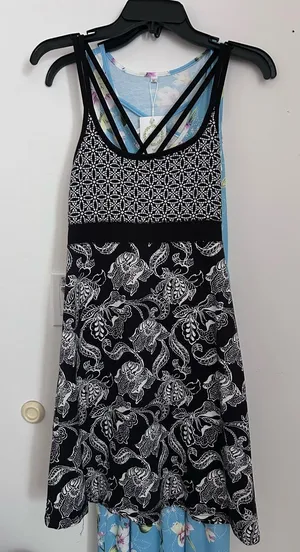 Lola Active Dress with Built in shelf Bra Black and White Soft Comfy Size Small thumbnail 1
