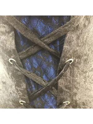 Vampire Lace velvet Mini Dress Blue Black whimsigoth punk goth witch Alt cosplay thumbnail 6