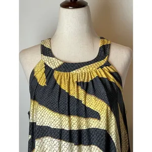 Chico's Black And Gold Zebra Print Jersey‎ Sleeveless Halter Neck Maxi Dress S thumbnail 7