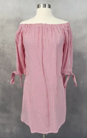 Lascana Off The Shoulder Striped Tunic Dress Size Small‎ Coastal Preppy Nautical thumbnail 1