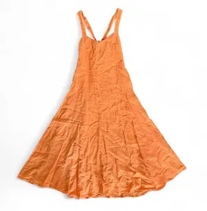 120% Lino Orange Sleeveless Maxi Dress 100% Linen Flax A-Linen Large Sweetheart thumbnail 1