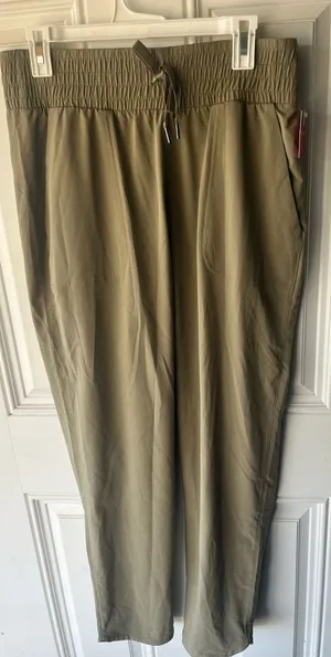 NEW Spanx Out of Office Trousers in Tuscan Olive size large TALL women jogggers thumbnail 1