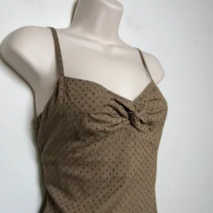 VTG Y2K Women 100%‎ Cotton Eyelet Babydoll Dress Grunge Western Sundress 4 Brown thumbnail 6