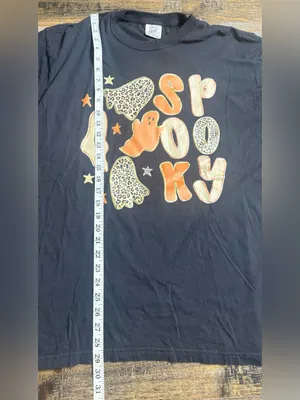 Comfort Colors Black Graphic 'Spooky' Tee with Orange and Cream Accents thumbnail 6