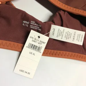 Aerie Bikini Top Scoop Plunge V Neck Contrast Trim Removable Cups Brown XL thumbnail 3