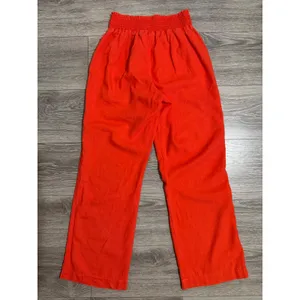 Ci Sono Womens Orange Pants Size M Linen Blend‎ Smocked Waist Wide Leg Coastal thumbnail 5