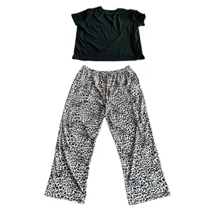 Ekouaer Women's 2XL‎ Leopard Print Pajama Set Top and Wide Leg Pants Loungewear thumbnail 6