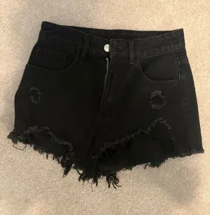 Boutique high-rise black jean shorts size 25 thumbnail 1