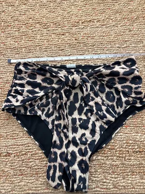High-Waist Leopard Print Bikini Set - Black and Cream XL thumbnail 4