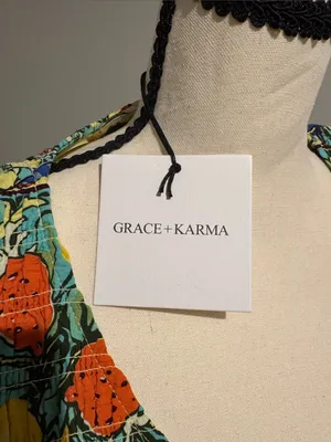 Grace + Karma Yellow Floral V-Neck Peplum Blouse thumbnail 2