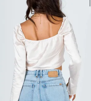 Princess Polly Love Song Top / Champagne Satin Long Sleeve Top thumbnail 2