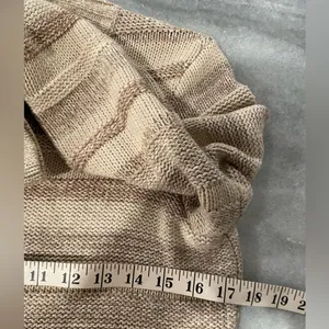 L.L. Bean Tan Striped Cotton Mock Neck Full Zip Knit Cardigan Sweater Size S P thumbnail 6