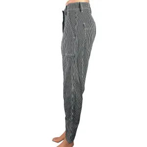 Maison Standards Black White Striped High Waisted Straight Denim Jeans Size 36 thumbnail 2