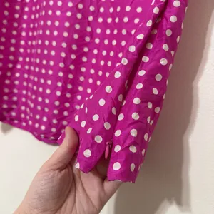 Vintage J. Crew Pink Silk Polka Dot Sleeveless Tie Back Top thumbnail 3