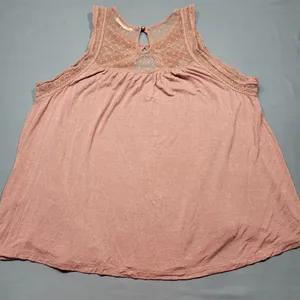 Altar'd State Women Tank Size L Pink Rose Stretch Floral Lace Scoop Neck Keyhole thumbnail 2