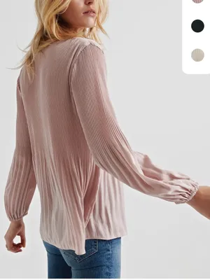 LUCKY BRAND Pleated Peasant Top in Blush thumbnail 2