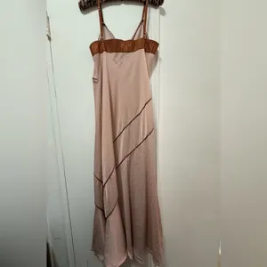 NWT $129 DKNY Dress Satin Mini Grid Print Adjustable Straps V Neck Women Medium thumbnail 8
