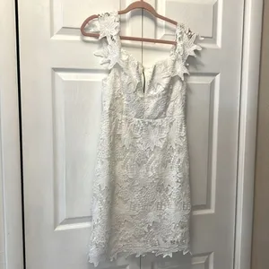 ASTR the Label Size L Daniela White Floral Lace Off Shoulder Mini Dress‎ Womens thumbnail 2