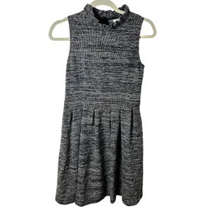 Ganni Anthropologie Pinnacle Tweed Knitted Ruffle Mock Neck Dress Medium thumbnail 7