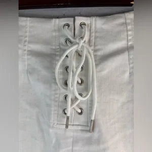 Forever 21 S Denim Lace-Up Mini Skirt in White thumbnail 3