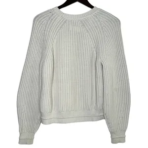J.Crew Chunky Ribbed Crewneck Long Sleeve Pullover Sweater Stretch M Cream thumbnail 12