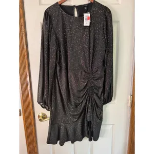 Torrid Party Dress Sparkle Ruched Long Sleeve Plus‎ Size 2 / 2X thumbnail 8