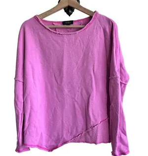 ALALA Revolve Cypher Distressed Sweatshirt Pink Pullover Small thumbnail 1