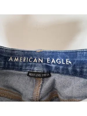 American Eagle Curvy Super High Rise Shortie Jean Shorts Womens 6 Distressed thumbnail 3