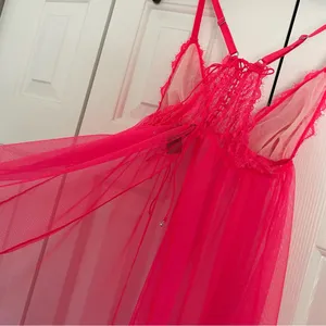 Victoria’s Secret Neon Pink Sheer Lace Babydoll Slip Sz Medium Intimates thumbnail 12