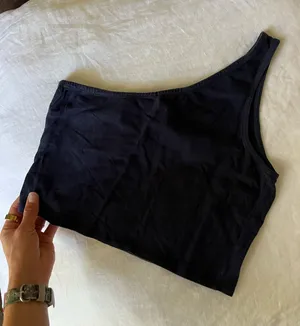 Basic navy one shoulder tank Blue Size M thumbnail 1