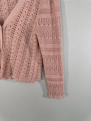 Wilfred Pink Crochet Cardigan Sweater Womens S Aritzia Girly Coquette Barbie thumbnail 8