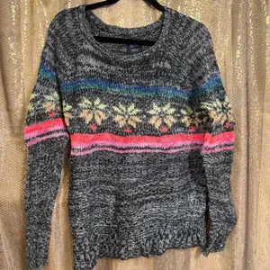 American Eagle Wool Blend Colorful Fair Isle Knit Winter Sweater Small thumbnail 1