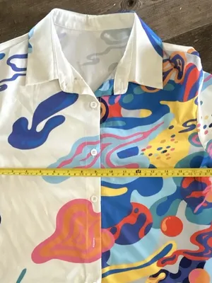 Women's 2-Piece Abstract Multicolor Lounge Set Shirt + Elastic Pants Small thumbnail 3