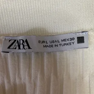 Zara Cream Knit Textured Deep V Neck Collared Pullover Sleeveless Top Size L thumbnail 3
