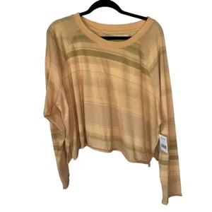 Free People We The‎ Free Baja Striped Long Sleeve T-Shirt in Prosecco Size L NWT thumbnail 3
