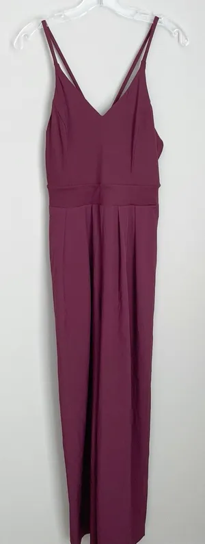 Halara Size M Burgundy Breezeful Side Zip Sleeveless Wide Leg Jumpsuit thumbnail 1