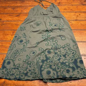 Aeropostale Womens Olive Green Floral Halter Empire Waist‎ Cotton Mini Dress M thumbnail 1