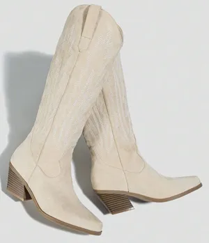 SheIn Women's Wedge Heel Thick Sole Knee High Apricot Fashion Sweater Boots thumbnail 4