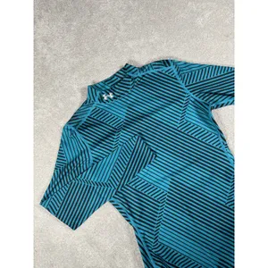 Under Armour Shirt ColdGear Mock neck M Fitted Long Sleeve Compression Blue Geo‎ thumbnail 2
